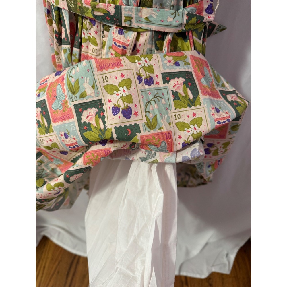 Tulip B Stamp Print Fit Flare Dress W M/L Pink Green Cottagecore Vintage Style - Picture 7 of 8